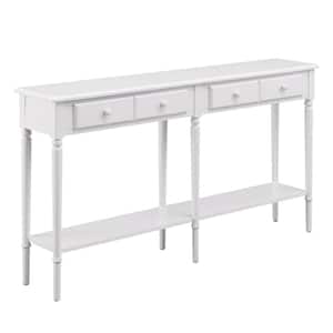 Orchid White Coastal Double Hall Console/Sofa Table with Display Shelf