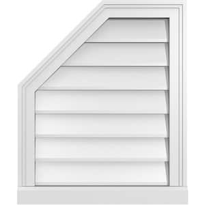 20 in. x 24 in. Octagonal Surface Mount PVC Gable Vent: Decorative with Brickmould Sill Frame