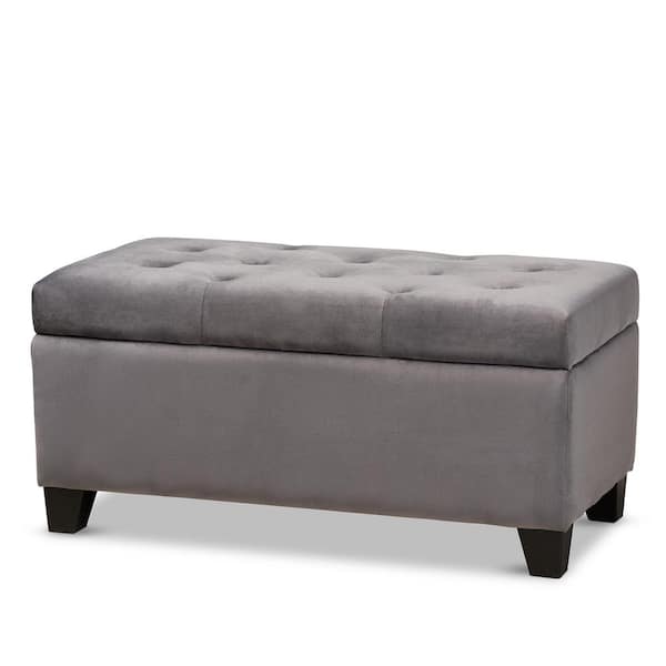 Baxton Studio Michaela Grey Storage Ottoman
