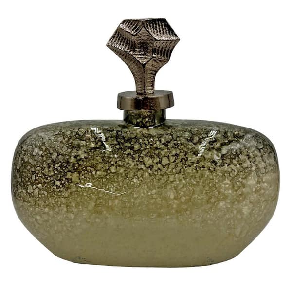 Gold 12 in. x 10 in. Wide Handmade Aluminum and Glass Bottle Sculpture