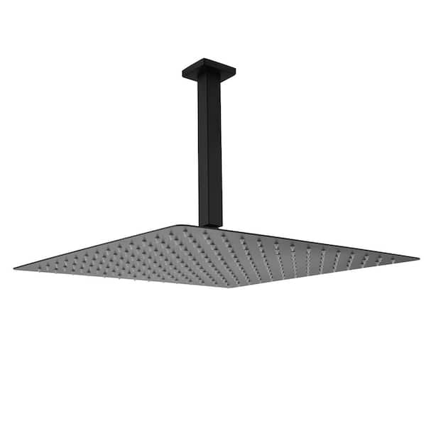 1-Spray Patterns with 2.5 GPM 15.7 in. Ceiling Mount Fixed Shower Head in Matte Black