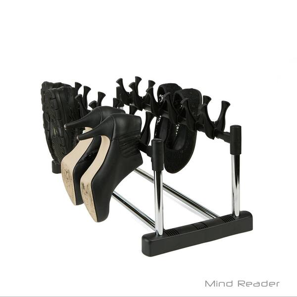 Mind Reader 27.32-in H 3 Tier 9 Pair Black Steel Shoe Rack at