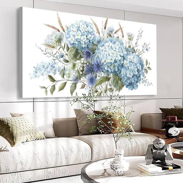 ROAD×canvas Wname lloncloss top Flowers Canvas Wall Art-Blue Floral Canvas Pictures, Living Room