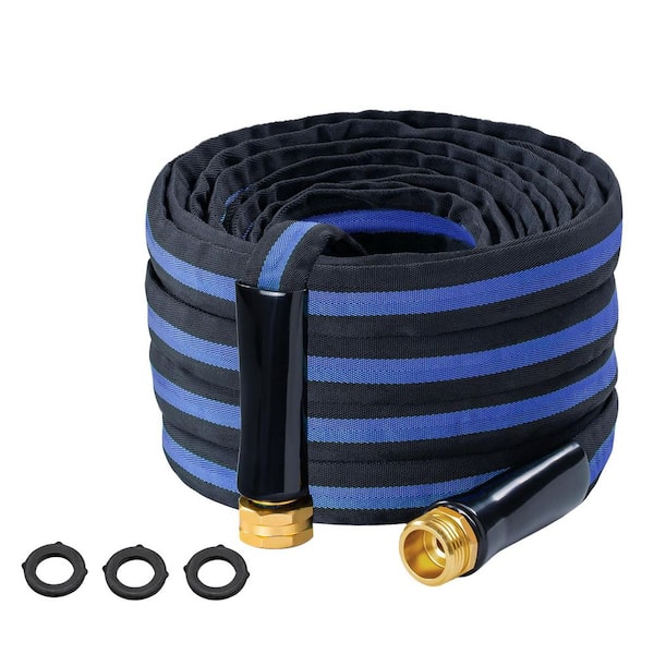 50ft Ultra-Light Flexible Garden Hose Solid Brass Fittings TPE Material Safe Non-Shrinking All-Weather Black