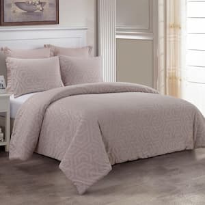 Seville 3-Piece Blush Cotton Queen Comforter Set