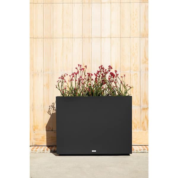 Block Span 30 in. Height Medium Black Plastic Planter