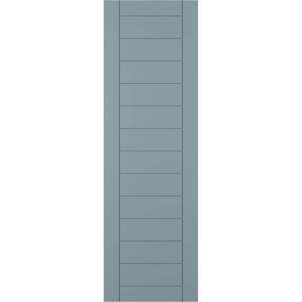12 in. x 30 in. PVC Horizontal Slat Framed Modern Style Fixed Mount Board and Batten Shutters Pair in Peaceful Blue price history on PriceWatchPro