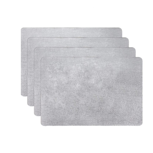 Hillstry 18 in. x 12 in. Sliver Vinyl Placemats (Set of 4)