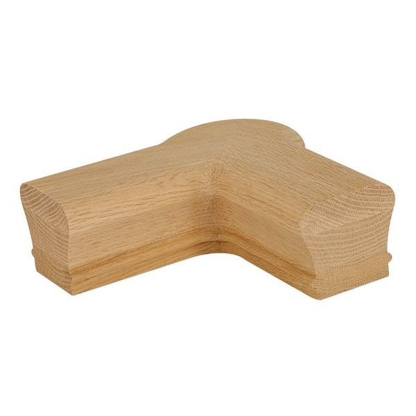 EVERMARK Stair Parts 7221 Unfinished Red Oak 90° Quarter-Turn with Cap Handrail Fitting
