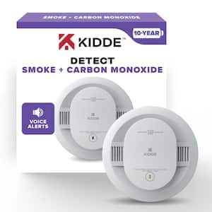 10-Year Battery Powered Combination Smoke and Carbon Monoxide Detector with Alarm LED Warning Lights and Voice Alerts