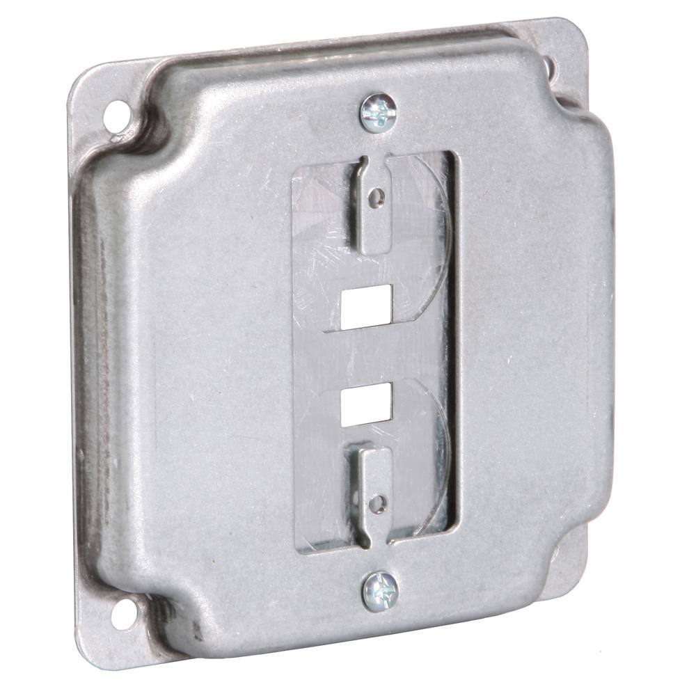 4-Inch Hubbell-Raco 808U 1/2-Inch Raised Square Cover with Exposed Work 1 GFCI Duplex or Toggle 4-Inch Hubbell-Raco 808U 1/2-Inch Raised Square Cover with Exposed Work 1 GFCI Duplex or Toggle