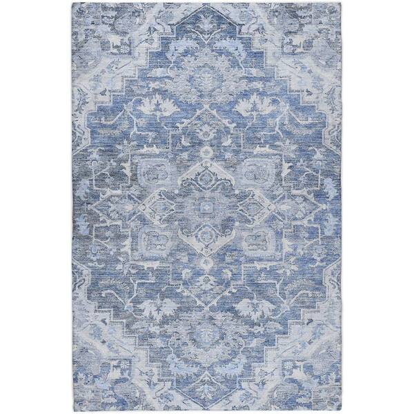 Dream Shag Premium Machine Washable Abstract ADS774 Denim 3 ft. x 5 ft. Area Rug