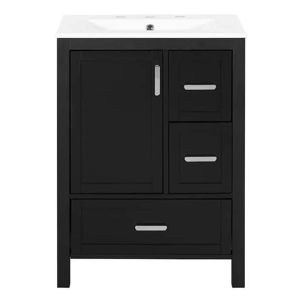 24 in. Bath Vanity Cabinet without Top in Black Assembled