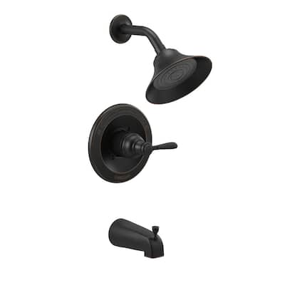 Elmhurst 1-Handle Wall Mount Tub and Shower Trim Kit in Oil Rubbed Bronze (Valve Not Included)
