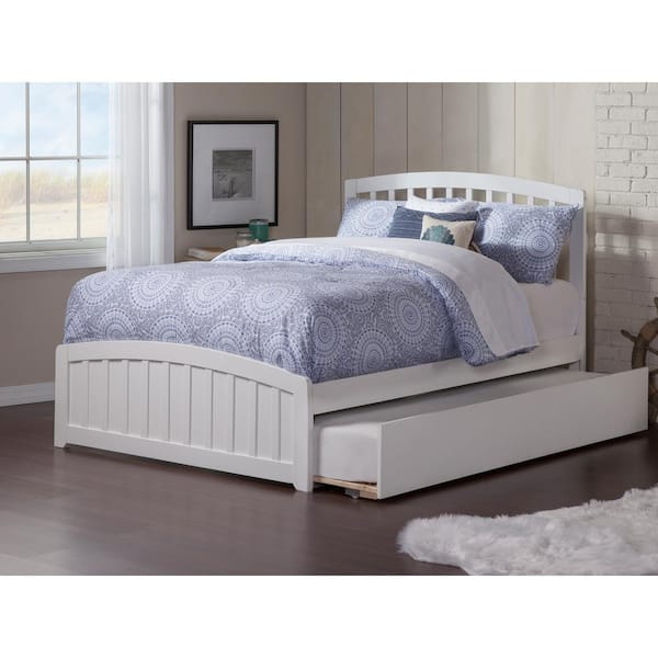 AFI Richmond Full Platform Bed with Matching Foot Board with Full Size Urban Trundle Bed in White