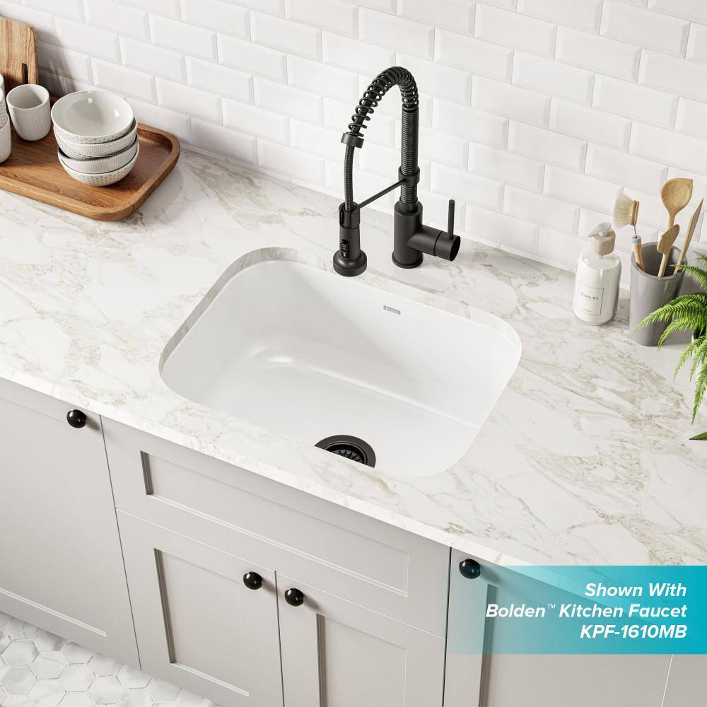 23-Inch White Stainless Steel Undermount Single Bowl Kitchen Sink