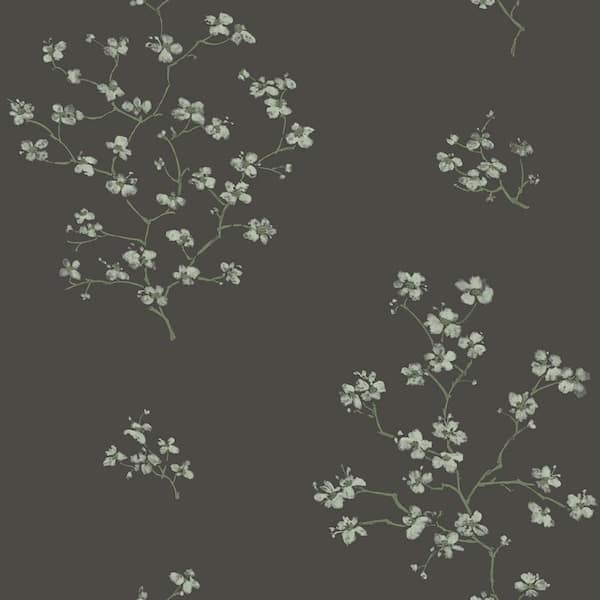 ESTA Home Morrible Black Floral Paper Strippable Wallpaper (Covers
