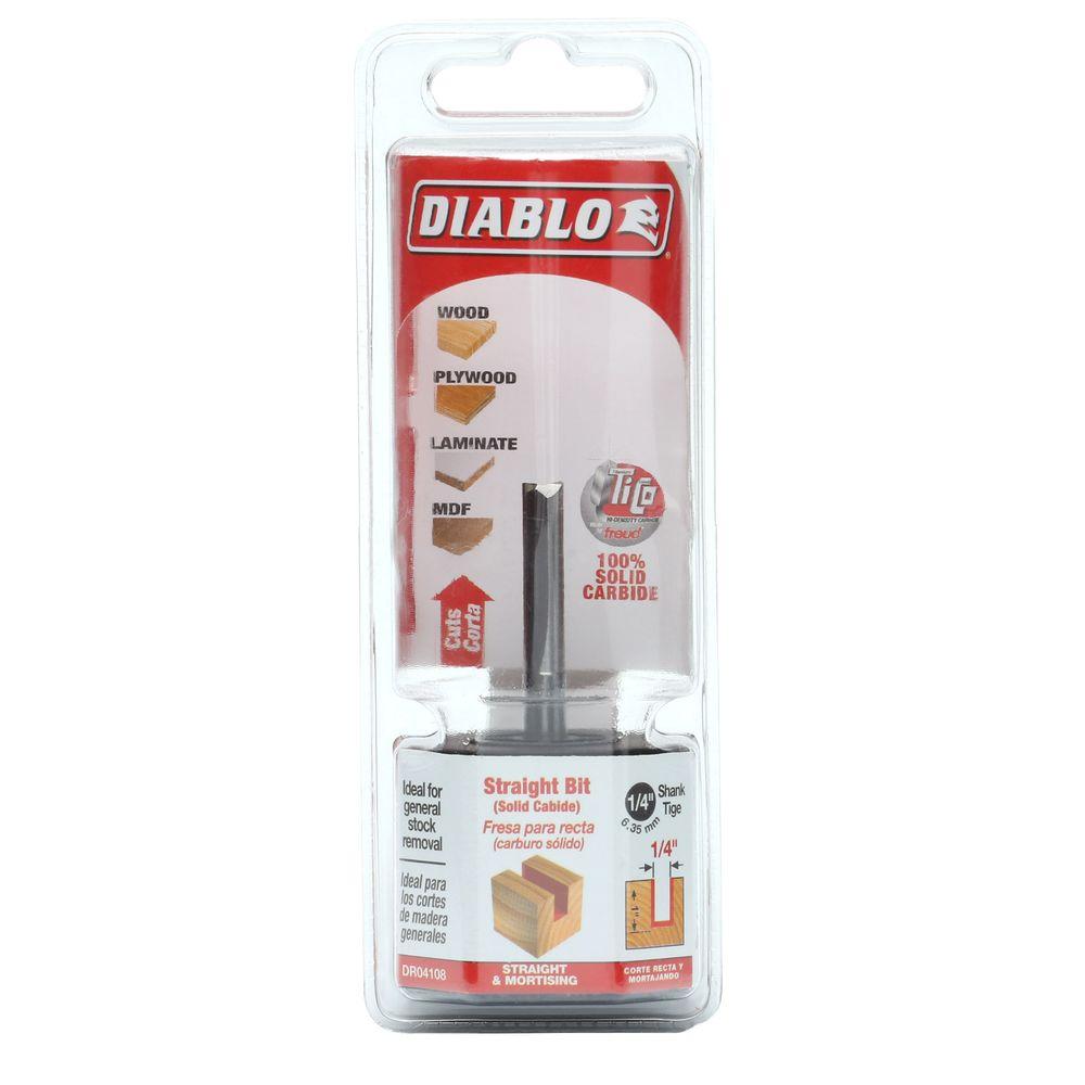 DIABLO 1/4 in. x 1 in. Carbide Straight Router Bit DR04108 - The