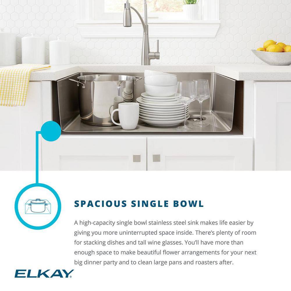 Elkay Crosstown 25.5" Stainless Steel Undermount Kitchen Sink Kit