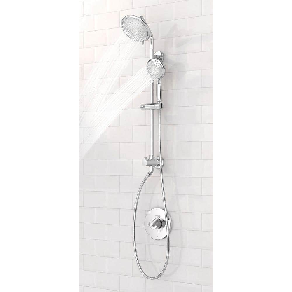 Polished Chrome Adjustable Dual Shower System with Handheld and Rain Heads