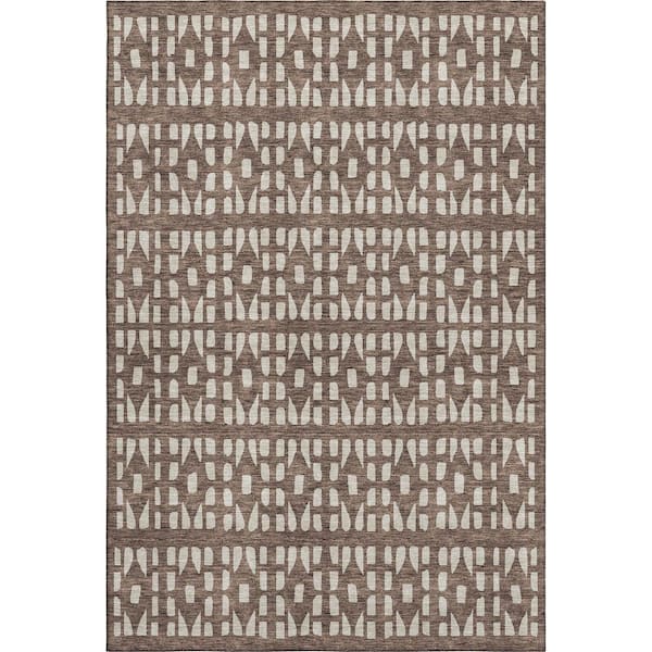 Addison Rugs Mayfield Premium Machine Washable Abstract AMF963 Brown 3 ft. x 5 ft. Area Rug