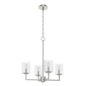 Kerrison 4-Light Brushed Nickel Island Chandelier with Clear Seeded Glass Shades