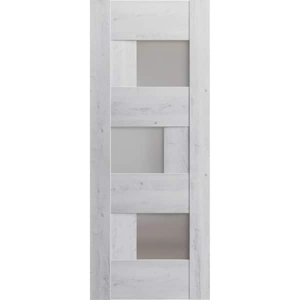 18 in. x 20 in. Solid MDF Frosted glass Nordic White Interior Door Slab