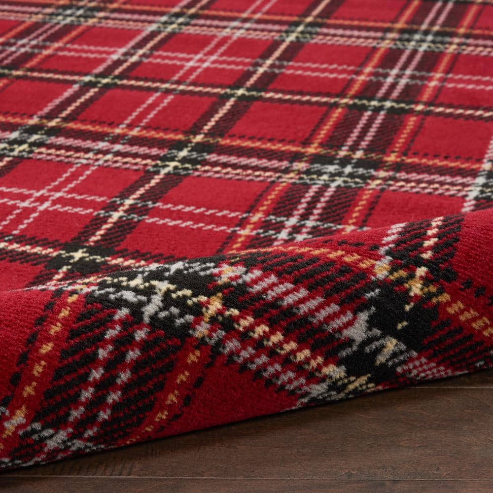 Red Plaid 5' x 7' Synthetic Area Rug