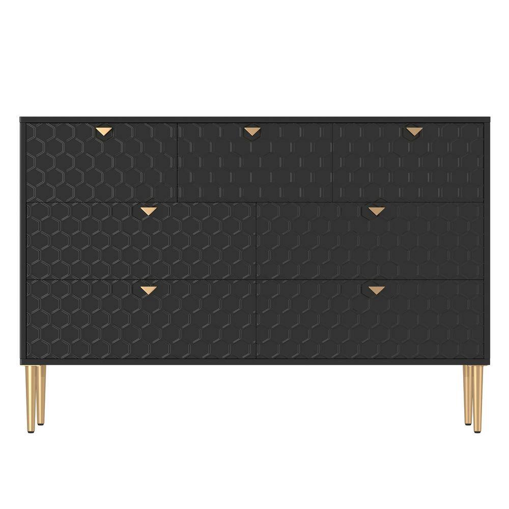 Black 31.77 in. H Freestanding 7 Drawers Accent Storage Cabinet with Adjustable Foot Nails price history on PriceWatchPro