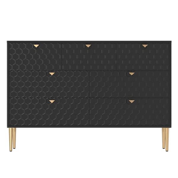 sumyeg Black 31.77 in. H Freestanding 7 Drawers Accent Storage Cabinet with Adjustable Foot Nails