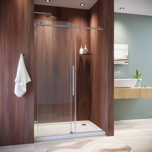 Boyel Living 48 In W X 76 In H Frameless Shower Door Sliding Shower Enclosure Clear Glass Brushed Nickel Bp05p2 4876cb The Home Depot