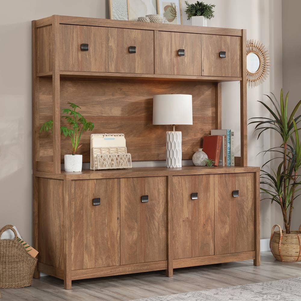 66" Sindoori Mango MDF Laminate Desktop Hutch with 4 Doors