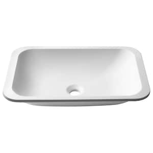 Natura Rectangle Solid Surface Undermount Vessel Sink Basin in Matte White