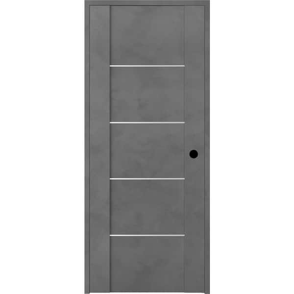 Belldinni 28 in. x 80 in. Vona Left-Handed Solid Core Dark Urban Textured Wood Single Prehung Interior Door