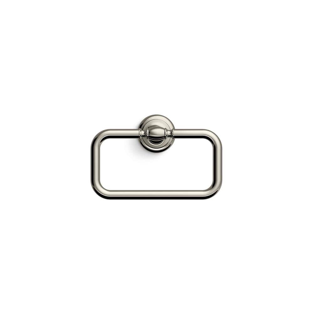 Polished Nickel Rectangular Towel Ring with Vintage Design