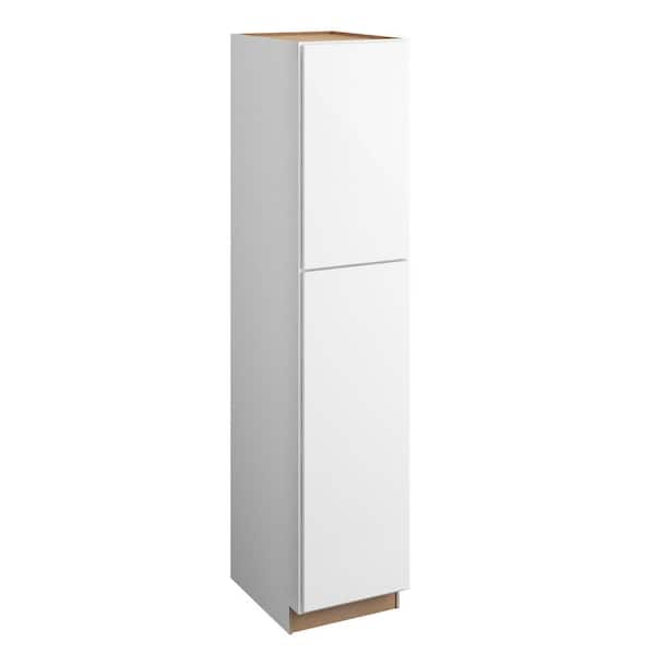Home Decorators Collection Hargrove 18 in. W x 21 in. D x 84 in. H Assembled Plywood Vanity Linen Bath Cabinet in Vesper White with Soft Close LH