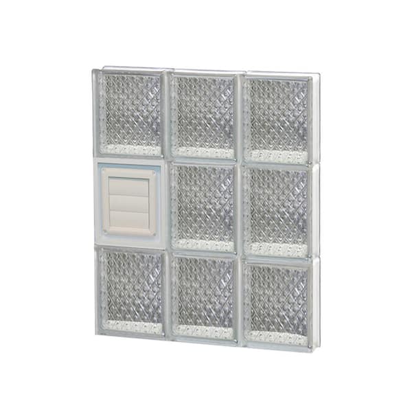 Clearly Secure 17.25 in. x 23.25 in. x 3.125 in. Frameless Diamond Pattern Glass Block Window with Dryer Vent
