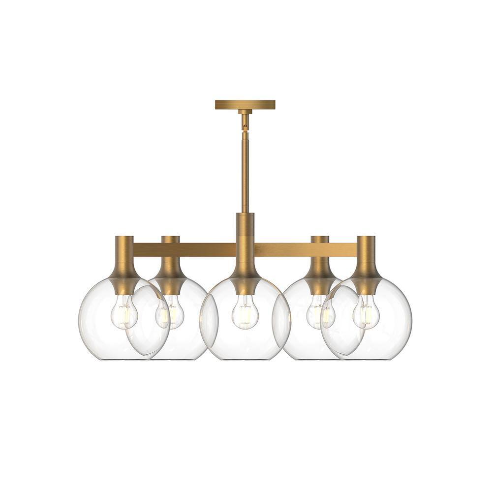 Castilla Aged Gold and Clear Glass 5-Light Chandelier