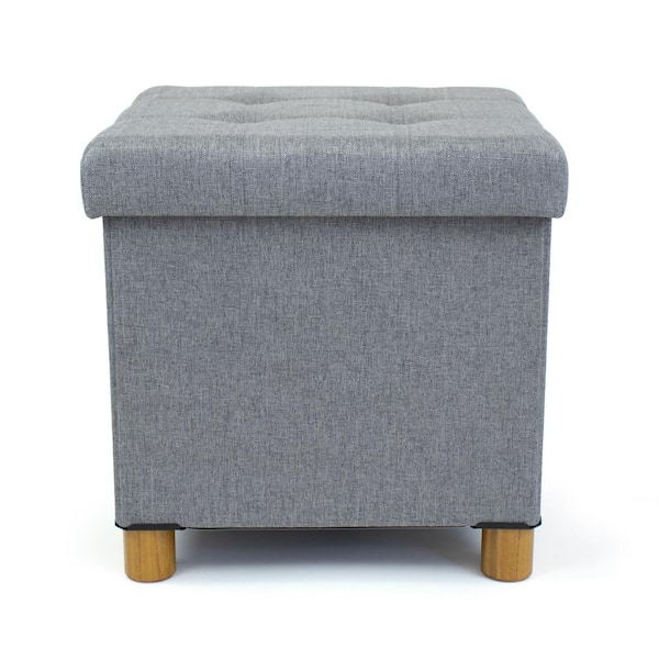 Humble Crew Gray Collapsible Cube, Storage Ottoman Cube
