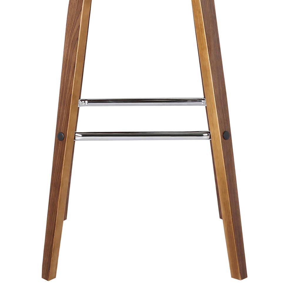 Vienna Contemporary Swivel Bar Stool in Walnut & Brown Leather