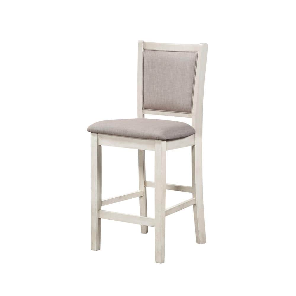 Amy Bisque Solid Wood Counter Chairs with Light Brown Upholstery (Set of 2)