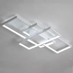 35 in. 1-Light Modern White Integrated LED Square Acrylic Flush Mount Ceiling Light (White light)