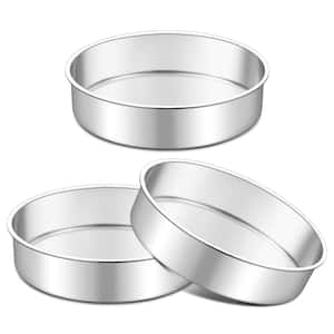 7 in. Round Stainless Steel Heavy-Duty Nonstick Layer Cake Baking Pan, Dishwasher Safe (3-Pack)