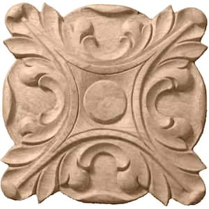 6-1/2 in. x 1 in. x 6-1/2 in. Unfinished Wood Alder Acanthus Rosette