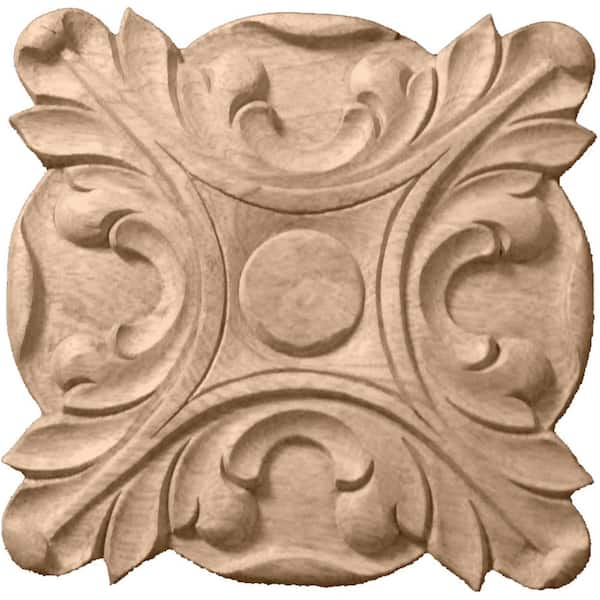 Ekena Millwork 6-1/2 in. x 1 in. x 6-1/2 in. Unfinished Wood Alder Acanthus Rosette