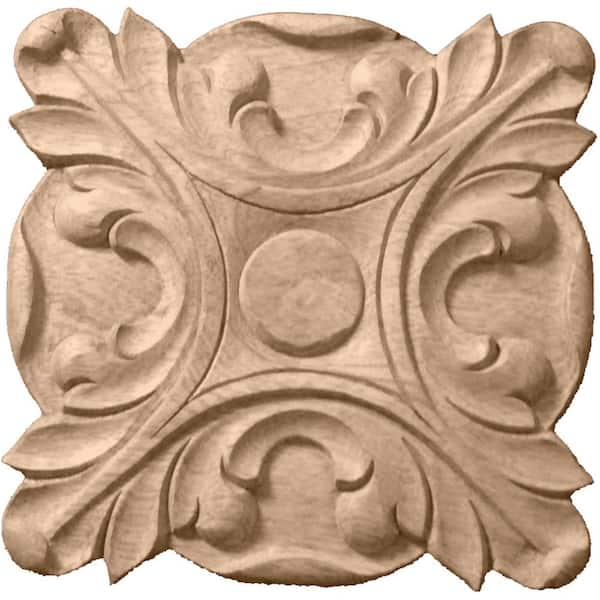 Ekena Millwork 6-1/2 in. x 1 in. x 6-1/2 in. Unfinished Wood Maple Acanthus Rosette