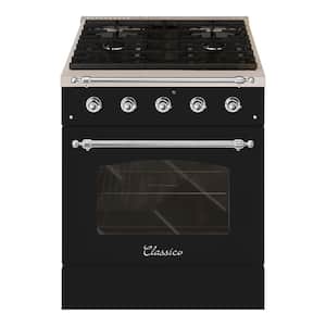 CLASSICO 30-4 Burner Single Oven Dual Fuel Range with Gas Stove and Electric Oven in Black Sta in.less steel