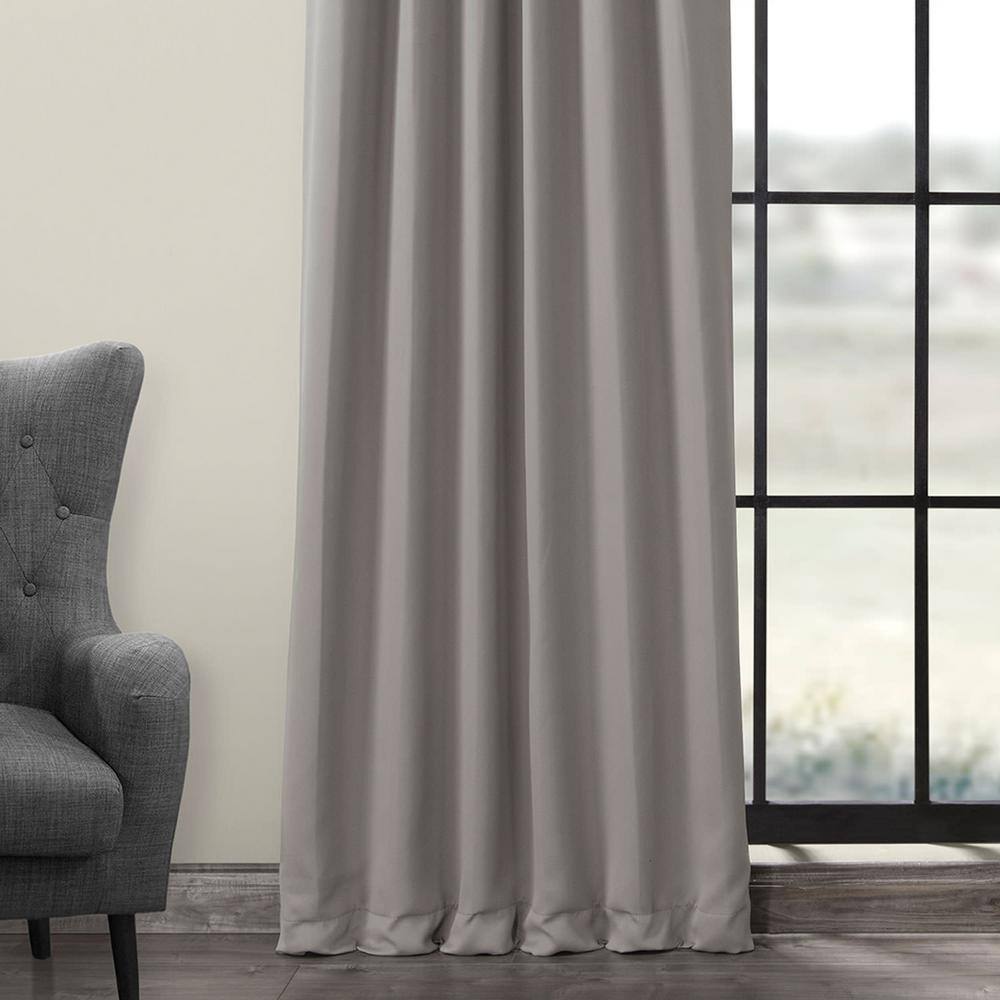Neutral Grey Polyester Blackout Puddle Length Drapes