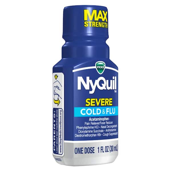 Vicks NyQuil Severe Cold & Flu Single-Dose Liquid 1 fl oz product package
