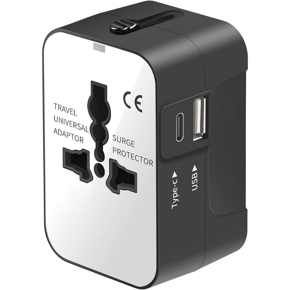 2.3 Amp Universal Travel Plug Adapter ith Dual USB Charging Ports (1 USB C) in Black and White price history on PriceWatchPro